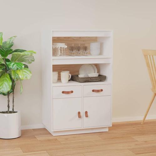 vidaXL buffetkast 67x40x108,5 cm massief grenenhout wit, Huis en Inrichting, Kasten | Buffetkasten, 25 tot 50 cm, Nieuw, Grenenhout