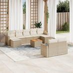 vidaXL 10-delige Loungeset met kussens poly rattan beige, Verzenden, Nieuw, Loungeset