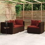 vidaXL 3-delige Loungeset met kussens poly rattan bruin, Tuin en Terras, Tuinsets en Loungesets, Verzenden, Nieuw, Rotan, Loungeset