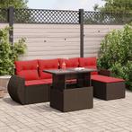 vidaXL 6-delige Loungeset met kussens poly rattan acacia, Tuin en Terras, Verzenden, Nieuw, Rotan, Loungeset