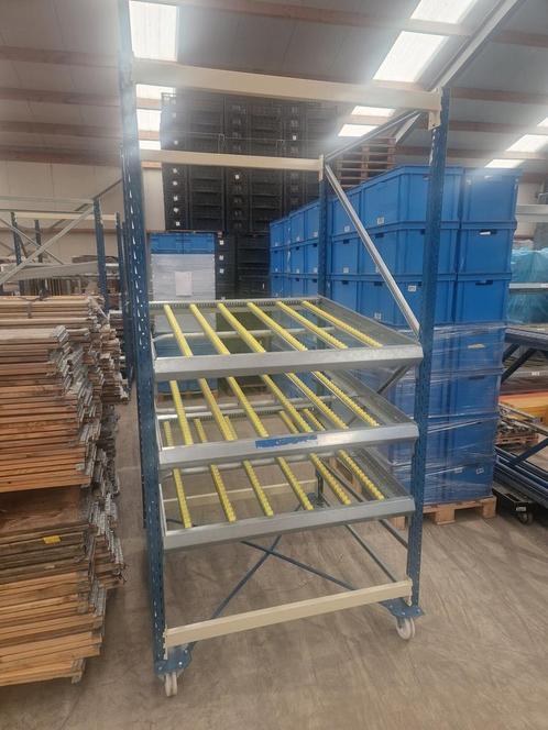 Doorrolstelling 1225x1200x2410mm, 3 niveaus, gebruikt, Zakelijke goederen, Kantoor en Winkelinrichting | Magazijn, Stelling en Opslag