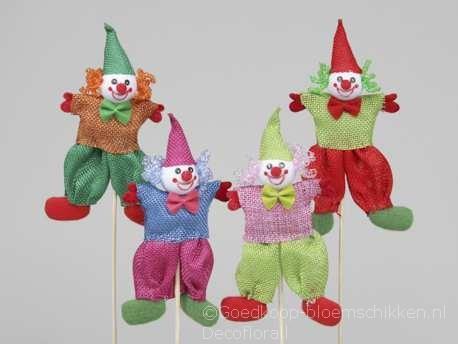 Kleurige vrolijke clowntjes 14 cm. /4 stuks. op st clown, Hobby en Vrije tijd, Knutselen, Nieuw, Ophalen of Verzenden