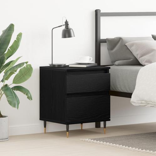 vidaXL Nachtkastje 40x35x50 cm bewerkt hout zwart, Huis en Inrichting, Slaapkamer | Nachtkastjes, Nieuw, Minder dan 45 cm, Hout