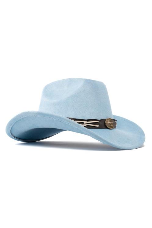 Cowboyhoed Lichtblauw Gevlochten Band Blauwe Cowboy Western, Kleding | Heren, Carnavalskleding en Feestkleding, Nieuw, Overige maten
