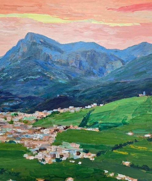 École Catalane (XX) - Silence sur la colline, Antiek en Kunst, Kunst | Schilderijen | Klassiek