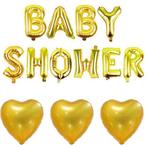 Babyshower folie ballonnen set blauw met goud 4-delig, Verzenden, Nieuw, Geboortebord