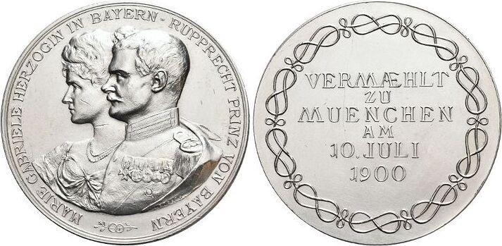 Ar-medaille 1900 Bayern Rupprecht, Kronprinz 1869 +1955, Postzegels en Munten, Penningen en Medailles, Verzenden