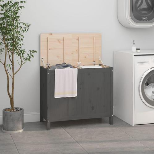vidaXL Wasmand 88,5x44x76 cm massief grenenhout grijs, Tuin en Terras, Droogmolens en Wasrekken, Nieuw, Verzenden
