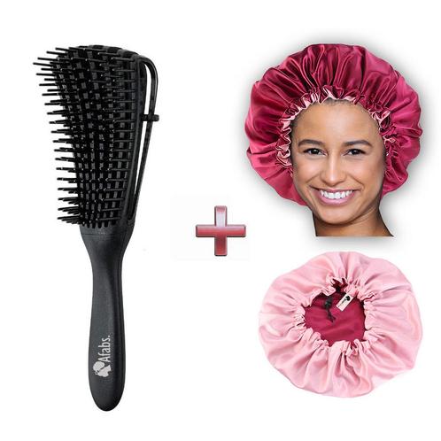 Afabs® Zwarte Anti-klit Haarborstel + Rode satijnen slaapmut, Sieraden, Tassen en Uiterlijk, Uiterlijk | Haarverzorging, Nieuw