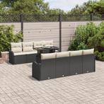 vidaXL 10-delige Tuinbankenset met kussens poly rattan zwart, Verzenden, Nieuw, Rotan
