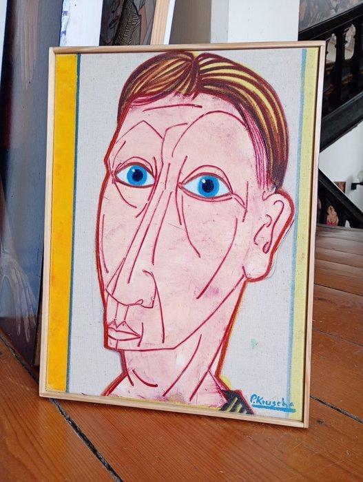 Peter Krusche - Kopf, weiß, Antiek en Kunst, Kunst | Schilderijen | Modern