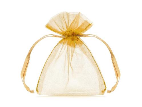 Organza Zakjes Goud 10cm 10st, Hobby en Vrije tijd, Feestartikelen, Nieuw, Verzenden