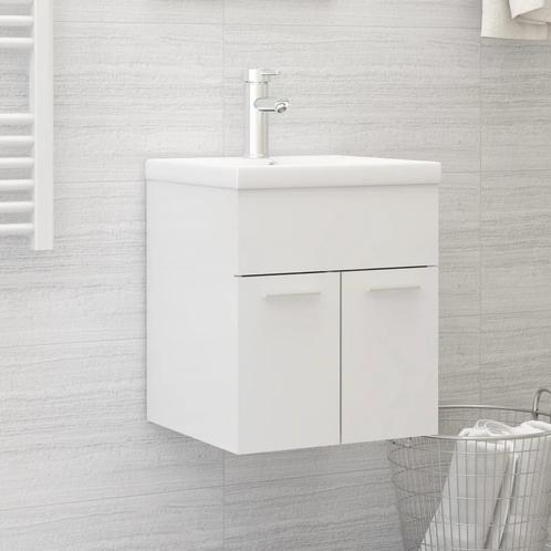 vidaXL Wastafelkast 41x38,5x46 cm bewerkt hout hoogglans wit, Huis en Inrichting, Badkamer | Badkamermeubels, Nieuw, Minder dan 100 cm