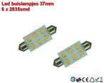 Led-buislampen 37mm 6 x 2835smd Cool-wit 10-30v, Verzenden, Nieuw