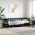 vidaXL Slaapbank uitschuifbaar massief grenenhout zwart, Huis en Inrichting, 90 cm, Eenpersoons, Verzenden, Zwart