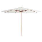 vidaXL Parasol met houten paal 350 cm zandwit, Tuin en Terras, Verzenden, Nieuw, 3 tot 4 meter