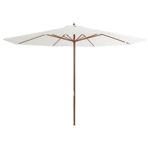 vidaXL Parasol met houten paal 350 cm zandwit, Tuin en Terras, Parasols, Nieuw, 3 tot 4 meter, Verzenden