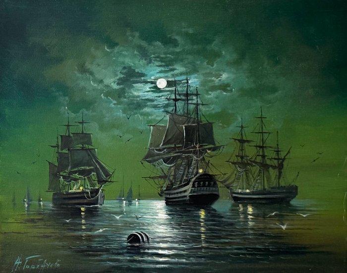 Gorbachev Nikolay (1952) - Departure time, Antiek en Kunst, Kunst | Schilderijen | Modern