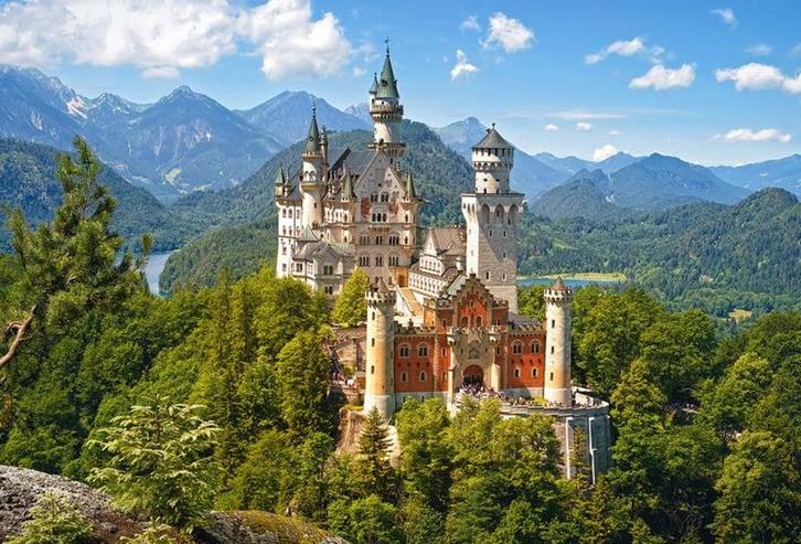 View of the Neuschwanstein Castle, Zicht op het kasteel v..., Hobby en Vrije tijd, Denksport en Puzzels, Overige typen, Nieuw