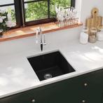 vidaXL Gootsteen enkele bak graniet zwart, Verzenden, Nieuw