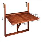 Casaria - Balkon hangtafel - Acaciahout 65x45x87cm FSC-ge..., Verzenden, Nieuw