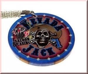 Sleutelhanger met Nevada Jack Pokerchip in Blauw. beschikbaar voor biedingen