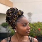 Afrikaanse Zwart / Gele X Bogolan hoofddoek - headwrap, Ophalen of Verzenden, Nieuw
