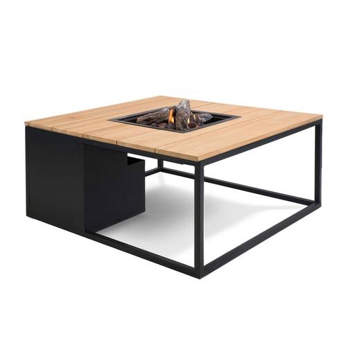 Cosi Fires Cosiloft lounge vuurtafel 100 cm zwart - teak top, Tuin en Terras, Terrasverwarmers, Verzenden