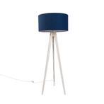 Vloerlamp tripod wit met stoffen kap donkerblauw 50cm -, Huis en Inrichting, Nieuw, Overige materialen, Landelijk, 100 tot 150 cm