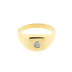 Gouden heren ring met diamant | 0,20 ct. (herenring), Sieraden, Tassen en Uiterlijk, Ringen, Gebruikt, Overige kleuren, 20 of groter