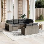 vidaXL 10-delige Loungeset met kussens poly rattan grijs, Verzenden, Nieuw, Rotan, Loungeset