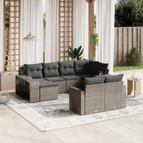 vidaXL 10-delige Loungeset met kussens poly rattan grijs, Tuin en Terras, Tuinsets en Loungesets, Loungeset, Nieuw, Rotan, Verzenden