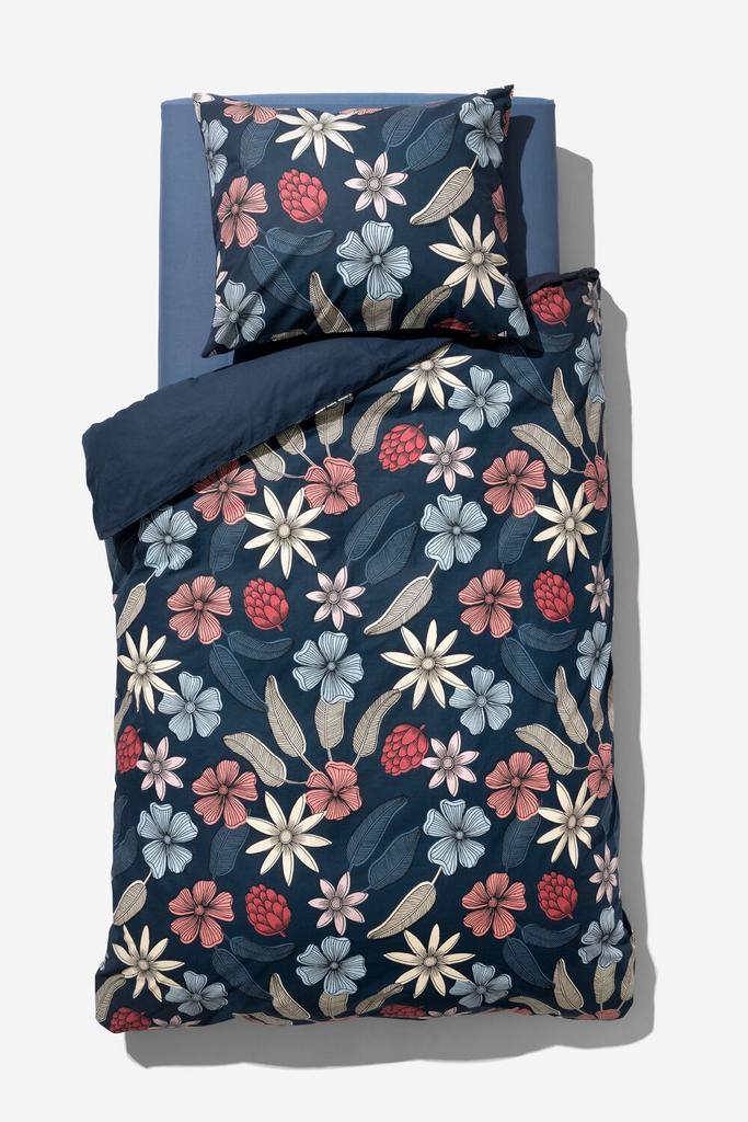 HEMA Dekbedovertrek 140x200/220cm zacht katoen bloemen blauw, Huis en Inrichting, Slaapkamer | Beddengoed, Nieuw, Verzenden