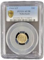 Koningin Wilhelmina 10 cent 1944 S over P AU58 PCGS, Postzegels en Munten, Munten | Nederland, Zilver, Losse munt, Verzenden