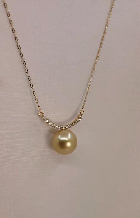 Ketting met hanger - 18 karaat Geel goud - 0.20ct. tw. - 11, Sieraden, Tassen en Uiterlijk, Antieke sieraden
