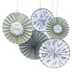 Papieren Waaiers Hey Baby 10cm 4 delig, Verzenden, Nieuw
