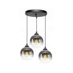 Hanglamp - Plafondlamp Industrieel 3-Lamps Smoke/Transparant, Nieuw, Verzenden, Glas