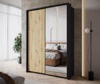 Meubella | Kledingkast 160cm eiken Garderobekast Met spiegel, 150 tot 200 cm, Nieuw, Modern, 50 tot 75 cm