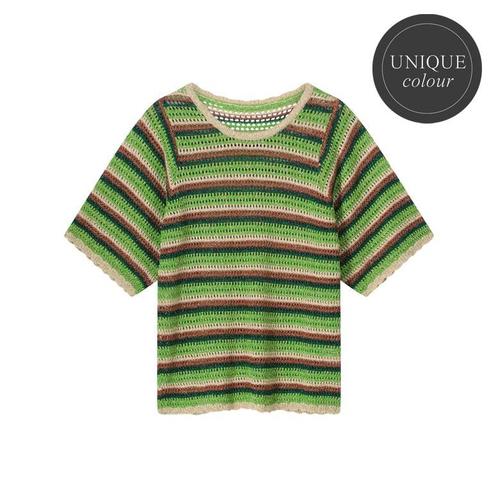 -50% Summum  Summum Short sleeve sweater lurex stripe knit d, Kleding | Dames, Tops, Groen, Nieuw, Verzenden
