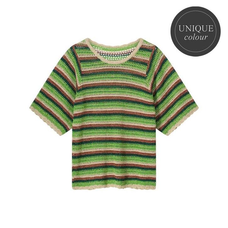 -50% Summum  Summum Short sleeve sweater lurex stripe knit d, Kleding | Dames, Tops, Groen, Nieuw, Verzenden