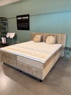 Luxe Boxspring Malaga beige hoofdbord bed matras topper, Huis en Inrichting, Ophalen, Beige, 180 cm, 200 cm