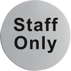 Deurschild RVS  Staff Only | Zelfklevend | 7,5(Ø)cm, Verzenden, Nieuw in verpakking