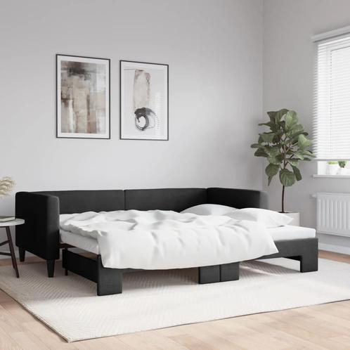 vidaXL Slaapbank met onderschuifbed 90x190 cm stof zwart, Huis en Inrichting, Slaapkamer | Bedden, 90 cm, 190 cm of minder, Zwart