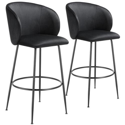 Barkruk Luana, met rugleuning, fluweellook - zwart/zwart, Se, Huis en Inrichting, Barkrukken, Verzenden