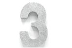 Zilver Tafeldecoratie Cijfer 3 Glitter 20,5cm, Verzenden, Nieuw