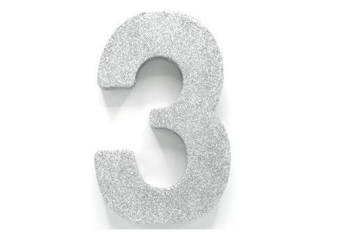Zilver Tafeldecoratie Cijfer 3 Glitter 20,5cm, Hobby en Vrije tijd, Feestartikelen, Nieuw, Verzenden