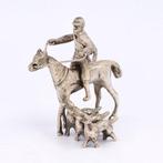 NO RESERVE - J. Niekerk - Ruiter met honden - Beeldje - .835, Antiek en Kunst