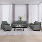 vidaXL 4-delige Loungeset met kussens stof donkergrijs, Verzenden, 150 tot 200 cm, Nieuw, Stof