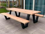 Goedkope Picknicktafel met stalen frames en Douglas hout 2M, Tuin en Terras, Ophalen, Nieuw, Rechthoekig, Staal