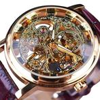 Gouden Kast Luxe Horloge voor Heren - Leren Bandje, Verzenden, Nieuw, Winner